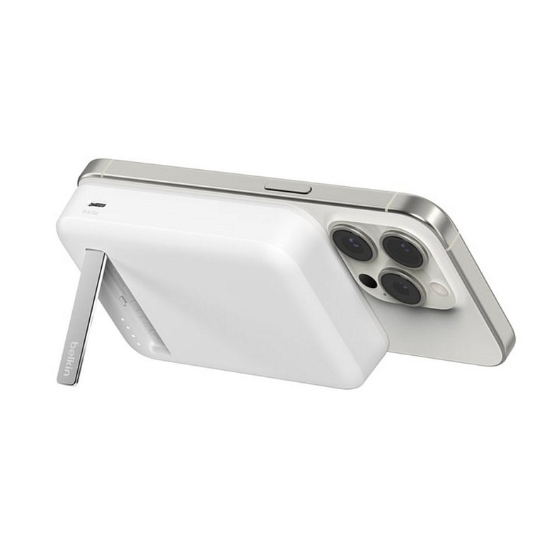 Аккумулятор портативный литий-ионный Power Bank Belkin 8000мА·ч, 15Вт, MagSafe Qi2, белый