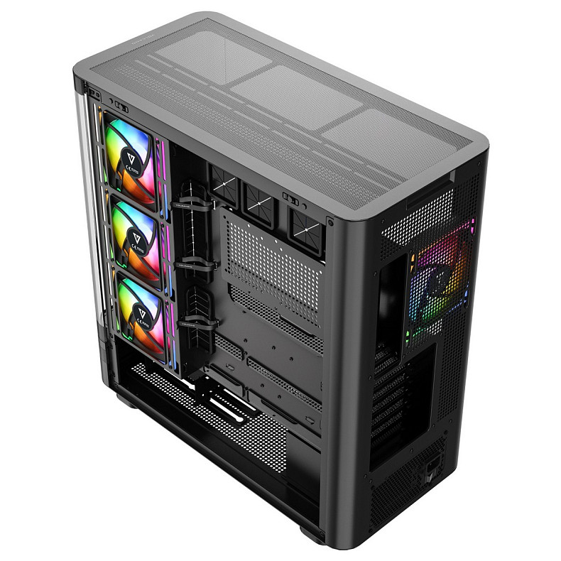Корпус Modecom VOLCANO AQ200 ARGB MIDI FRONT LCD, 4x120mm fans BLACK без БЖ ATX