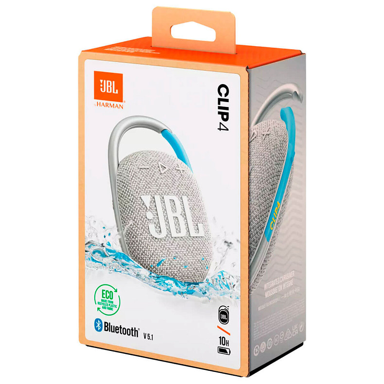 Портативна акустика JBL Clip 4 Eco White (JBLCLIP4ECOWHT)