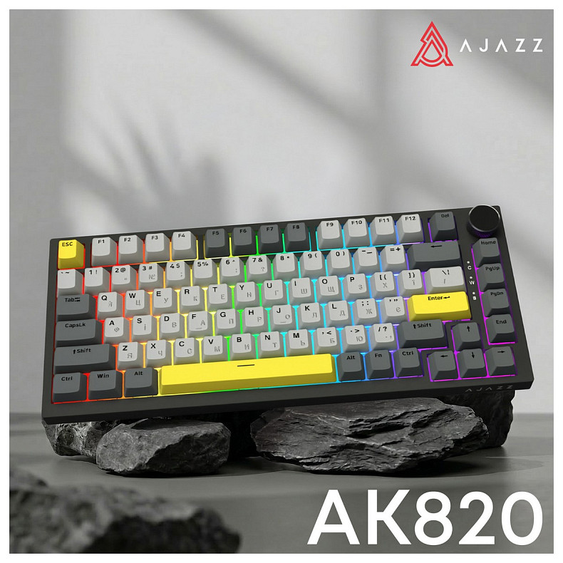 Клавіатура Ajazz AK820 Sea Salt Switch Black USB-C (AK820-SS-BGY)