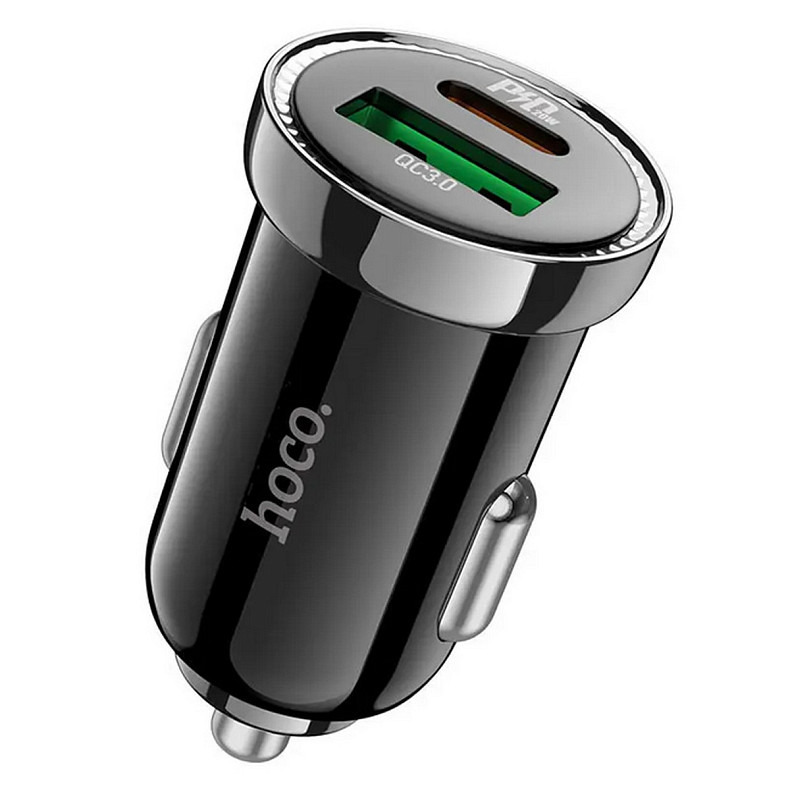 Автомобільний зарядний пристрій Hoco Z44 Leading (1USB 3A QC3.0 + PD 1Type-C 20W) Black (S25727)