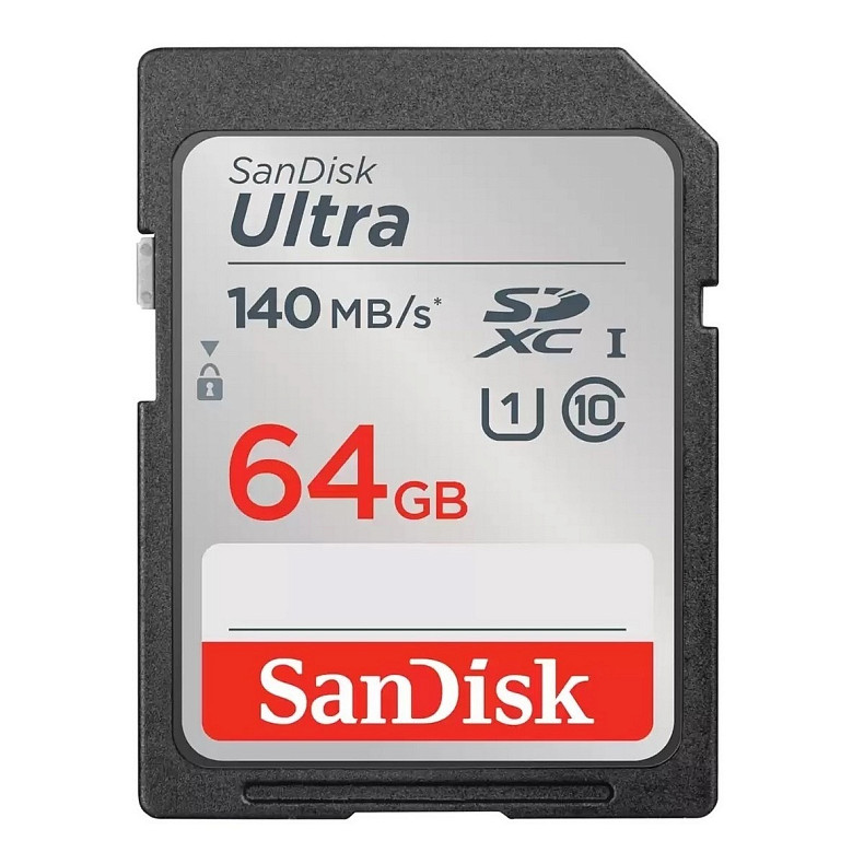 Карта памяти SanDisk SD 64GB C10 UHS-I R140MB/s Ultra