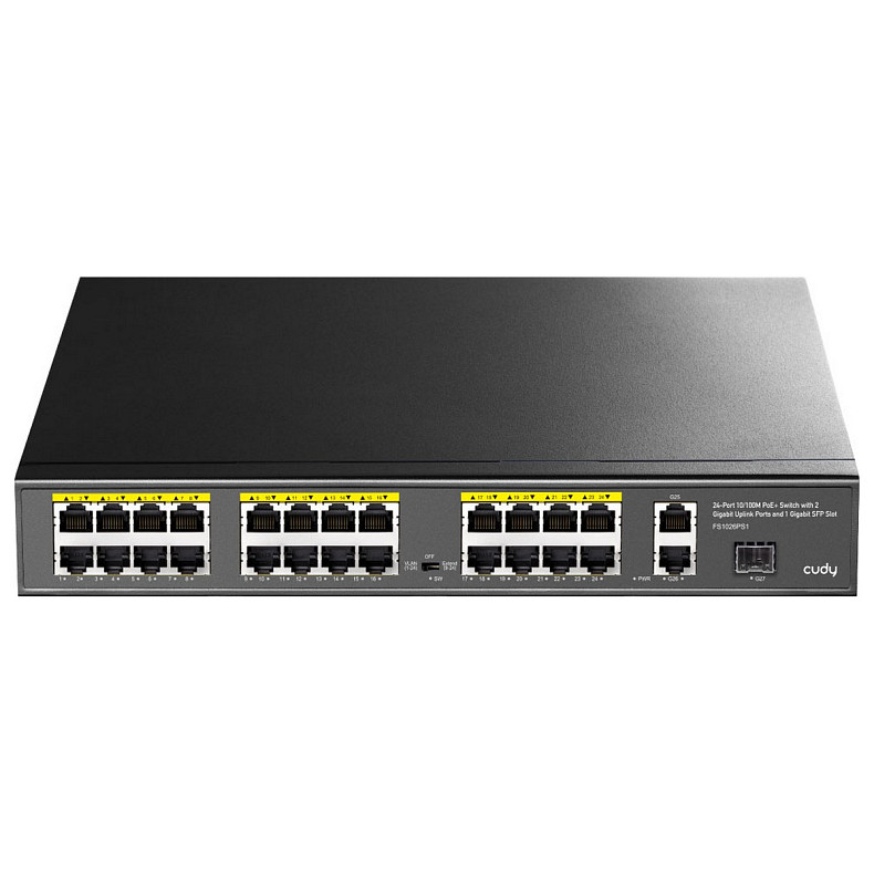 Коммутатор Cudy FS1026PS1, 24 порт10/100M PoE+ Switch with 2 Gigabit Port+ 1SFP 300W
