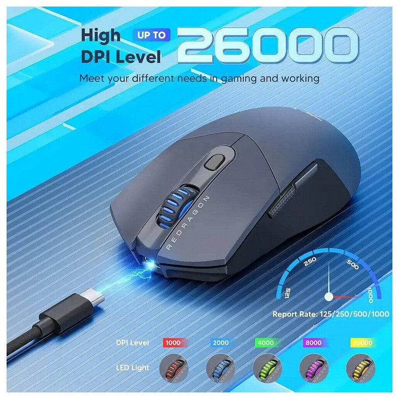 Миша Redragon (72209) ST4R Pro M917GB-PRO, Wireless, USB/2.4GHz/BT, чорна
