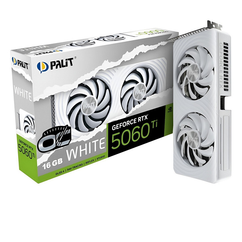 Відеокарта Palit GeForce RTX 5060 Ti 16GB GDDR7 White OC (NE7506TU19T1-GB2061M)