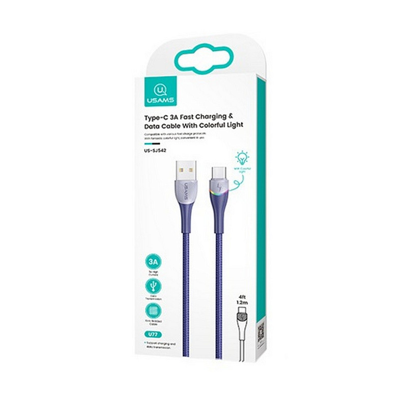 Кабель Usams US-SJ542 USB - USB Type-C, 1.2 м, Blue (SJ542USB02)