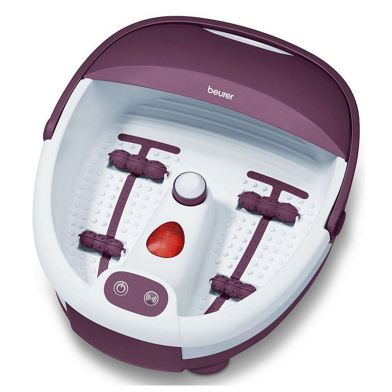 Масажна ванночка Beurer для ніг, від мережі, 3 насадки, підтрим. температури води, біло-фіолетовий