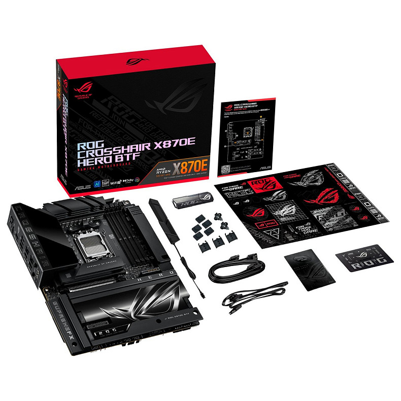 Материнcька плата ASUS ROG CROSSHAIR X870E HERO BTF sAM5 X870E 4xDDR5 M.2 HDMI Wi-Fi BT ATX прихован