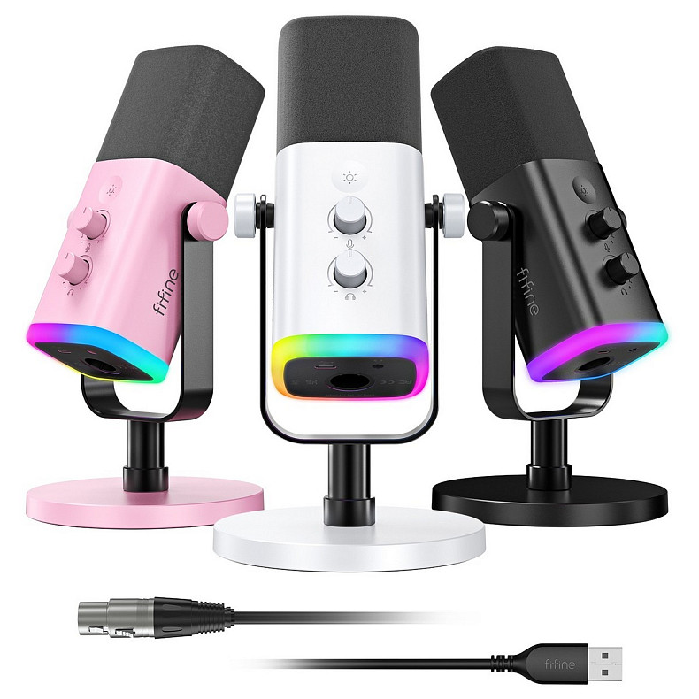 Микрофон динамический Fifine AM8W USB/XLR White