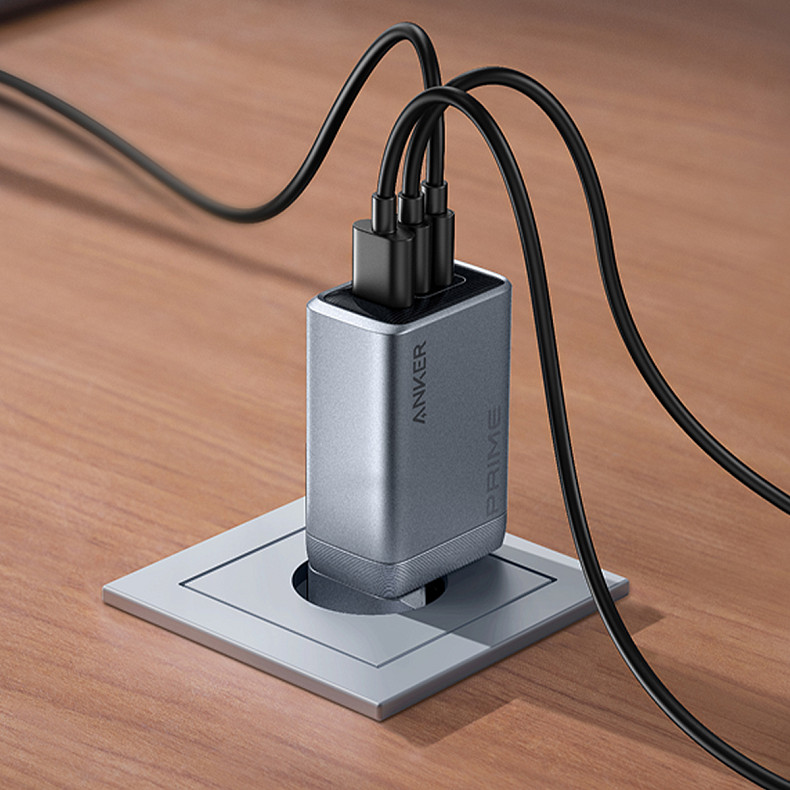 Зарядний пристрій ANKER GaNPrime Charger - 100W, 2xUSB-C PD & 1xUSB-A Silver (A2688341)
