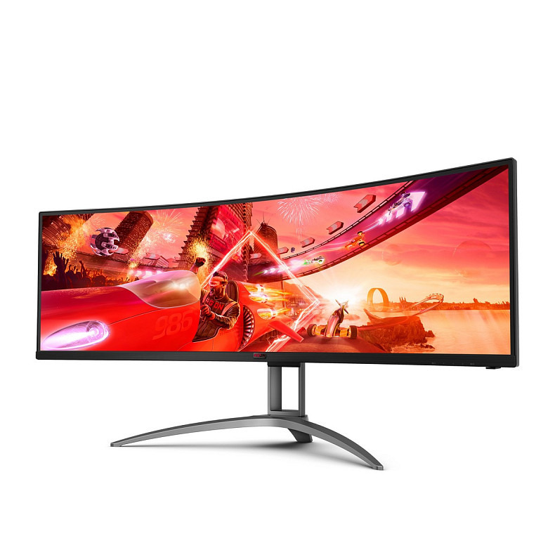 TFT 48.8" AOC AGON AG493QCX, Dual-FHD, VA, 144Гц, изогнутый, HDMIx2, DP, USB-hub, HAS, колонки, черный.