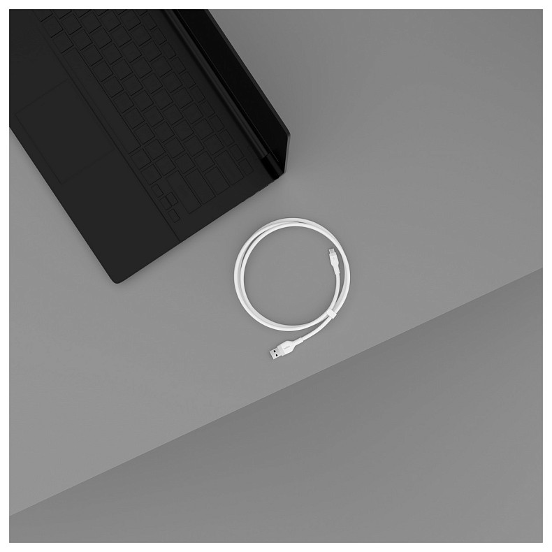 Кабель Belkin USB-A - USB-C силіконовий, з кліпсою, 2м, білий