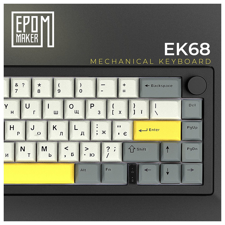 Клавіатура Epomaker EK68 65% Flamingo Switch Hot-Swap (2.4G/BT/USB) RGB UA Black (EK68-B-F)