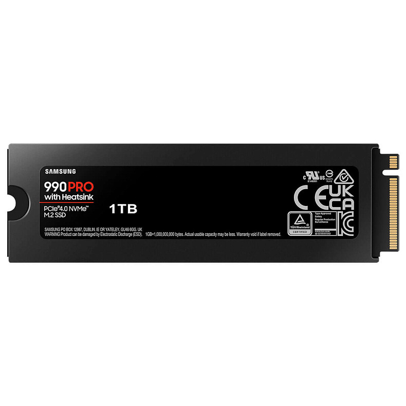 Накопитель SSD 1ТБ Samsung 990 Pro with Heatsink M.2 2280 PCIe 4.0 x4 NVMe V-NAND MLC (MZ-V9P1T0CW)