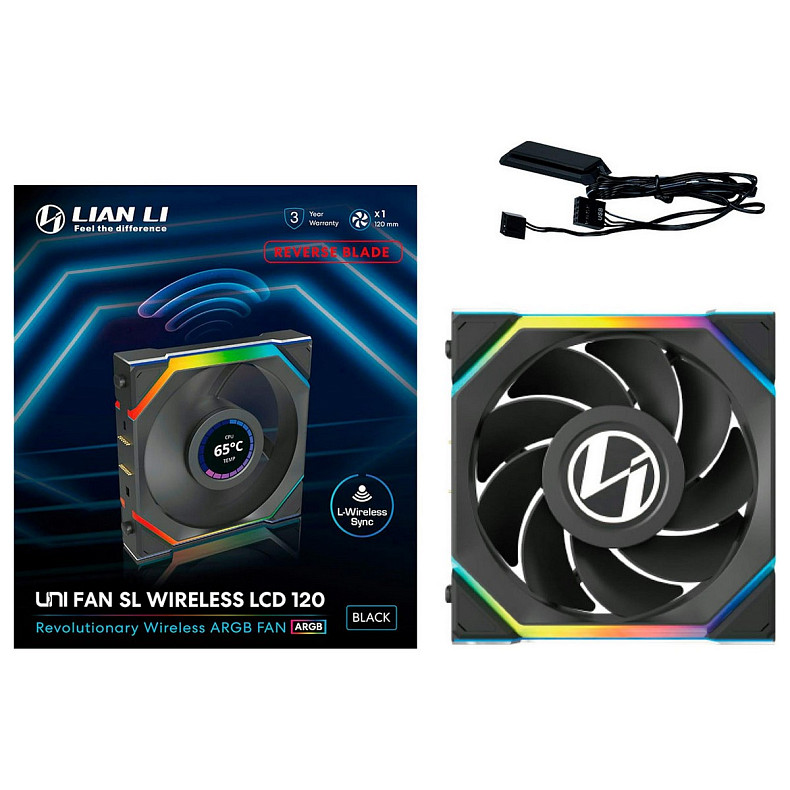 Вентилятор Lian Li Uni Fan SL Wireless LCD Reverse 120-1 Black (G99.12RSLLCD1W1B.00)