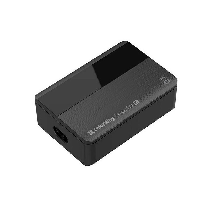 Сетевое зарядное устройство ColorWay Power Delivery (2USB-A + 2USB TYPE-C) (65W) Black (CW-CHS040PD-