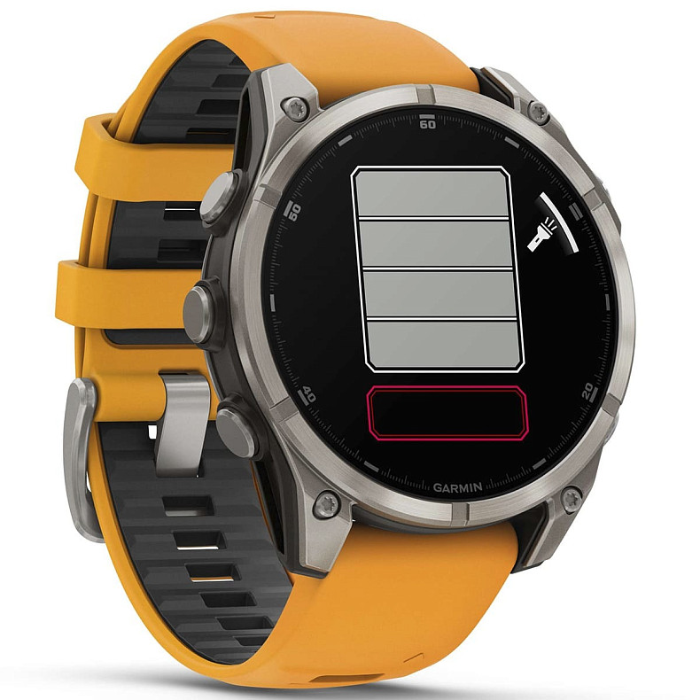 Спортивные часы GARMIN Fenix 8 47mm AMOLED Sapphire Graphite DLC Titanium with Spark Orange Silicone Band