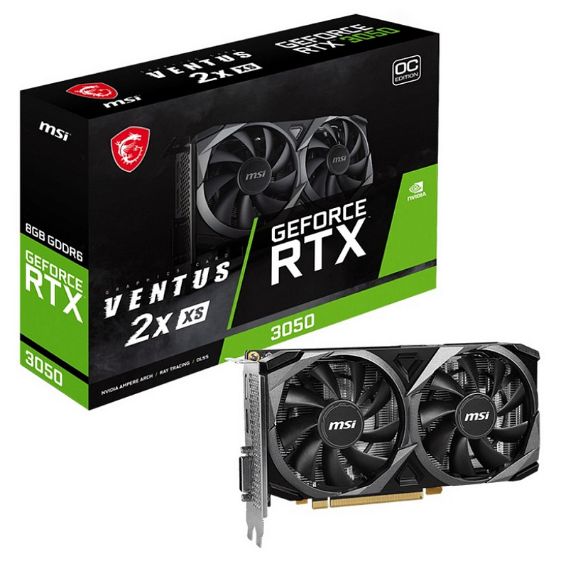 Видеокарта  GeForce RTX 3050 8GB GDDR6 Ventus 2X XS OC MSI (GeForce RTX 3050 VENTUS 2X XS 8G OC)