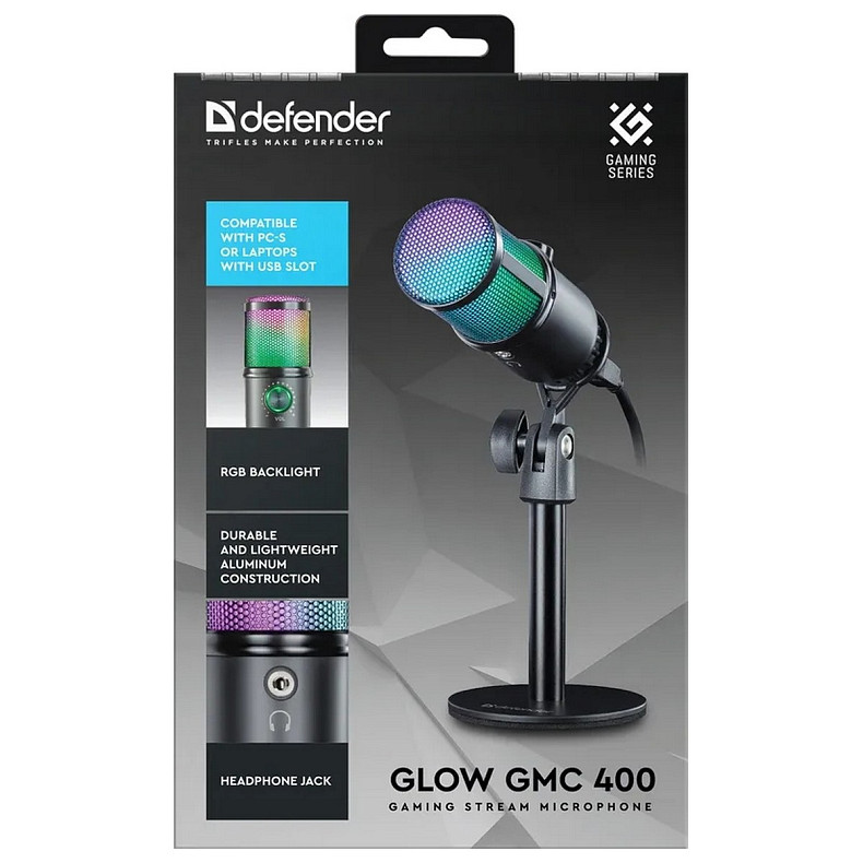 Игровой стрим микрофон Defender Glow GMC 400 (64640)