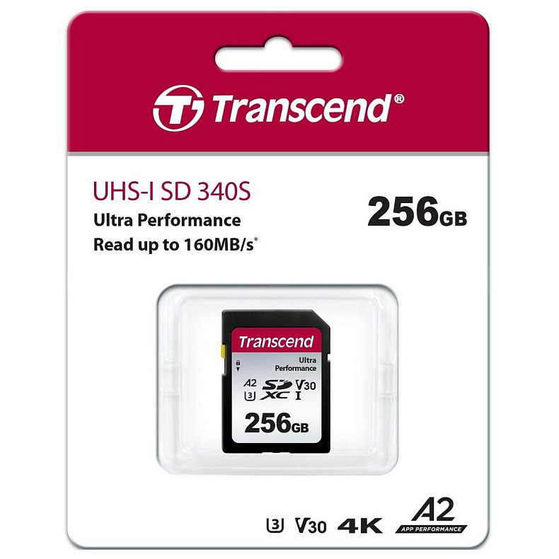 Карта пам'яті Transcend SD 256GB C10 UHS-I U3 A2 4K (TS256GSDC340S)