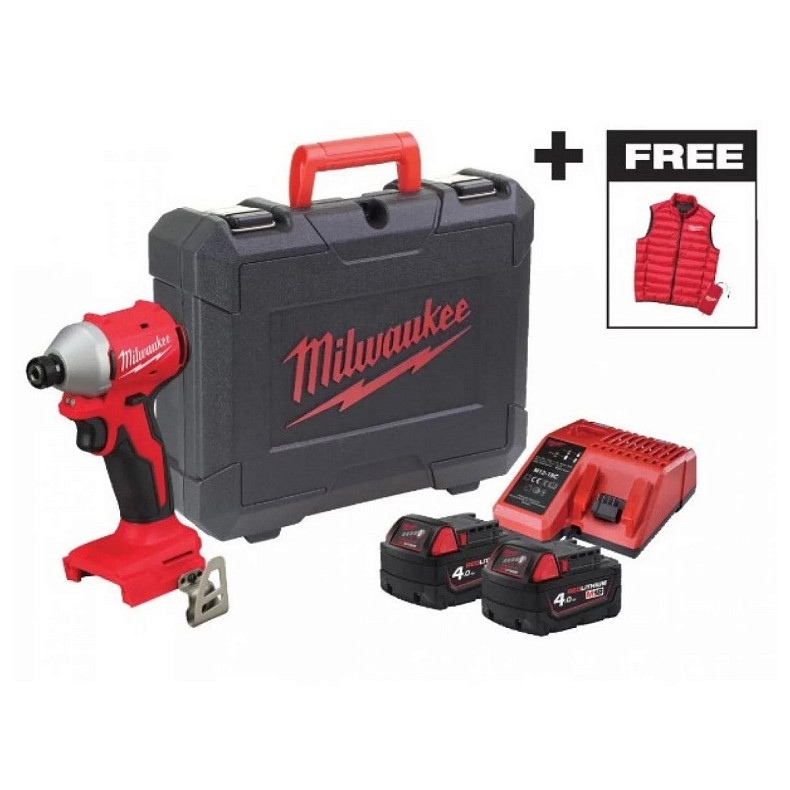 Шуруповерт ударный Milwaukee M18 BLIDRC-402C + жилет