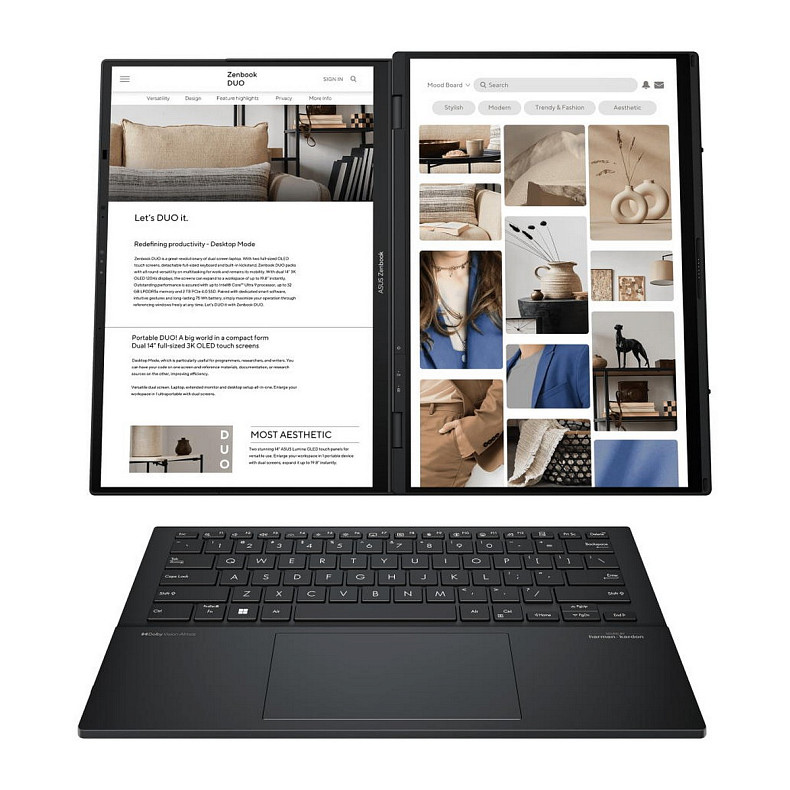 Ноутбук ASUS Zenbook Duo UX8406CA-QL047X 14" FHD Touch OLED, Intel Ultra 9285H, 32GB, F2TB, UMA, Wi