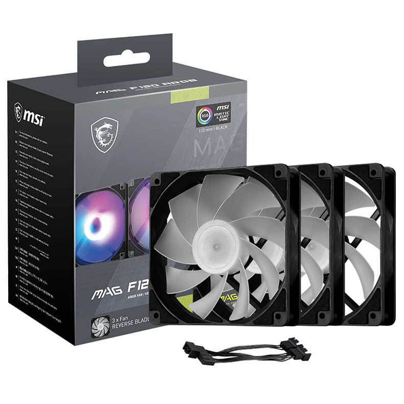 Набор из трех вентиляторов MSI MAG F120 ARGB 120MM 3 PACK (3RB)