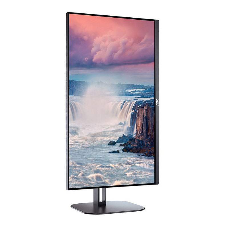 TFT 27" AOC Q27V5C/BK, QHD, IPS, 75Гц, 1 мс, HDMI, DP, USB-C, USB-hub, HAS, Pivot, колонки, чорний