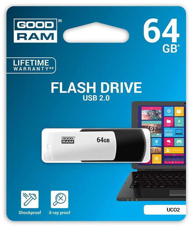 Флеш накопитель 64GB GOODRAM UCO2 (Colour Mix) Black/White (UCO2-0640KWR11)