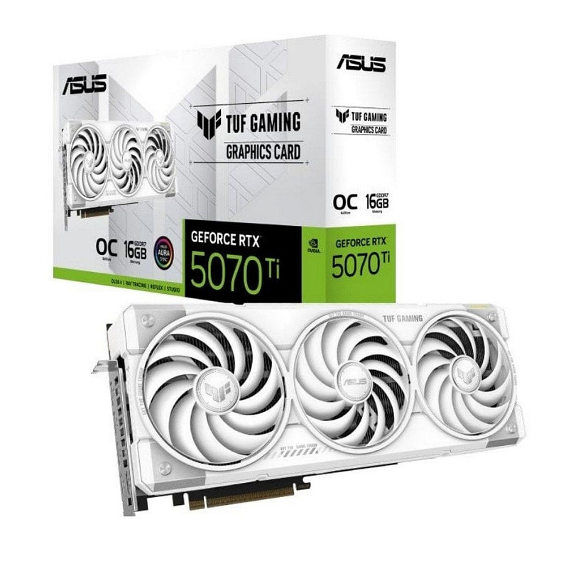 Відеокарта ASUS GeForce RTX 5070 Ti TUF Gaming OC White 16GB GDDR7 (TUF-RTX5070TI-O16G-WHITE-GAMING)