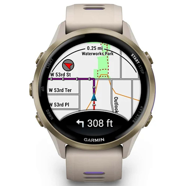 Спортивные часы Garmin Forerunner 970 Soft Gold Titanium with French Gray Case and French Gray/Translucent Indigo Band (010-02969-02)