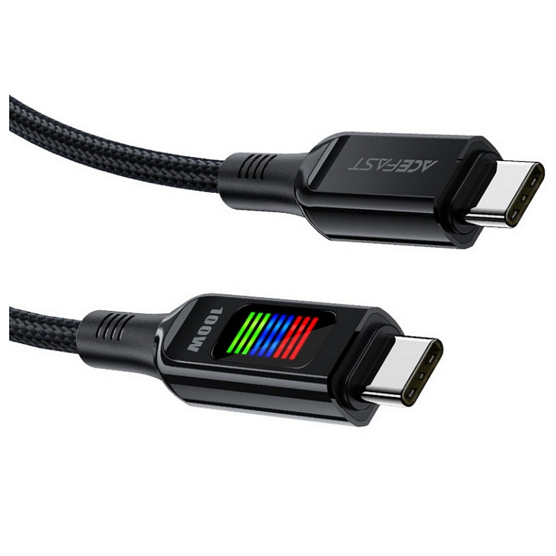 Кабель USB 2.0 USB-C to USB-C, 1,2 м, 100W, с дисплеем, C7-03 Acefast