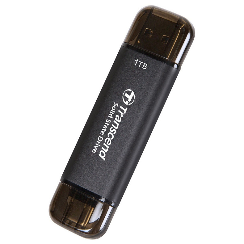 Портативний SSD Transcend 1TB USB 3.1 Gen 2 Type-A + Type-C ESD310 Чорний