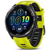 Спортивний годинник Garmin Forerunner 965 Carbon Gray DLC Titanium Bezel with Black Case and Amp Yellow/Black Silicone Band