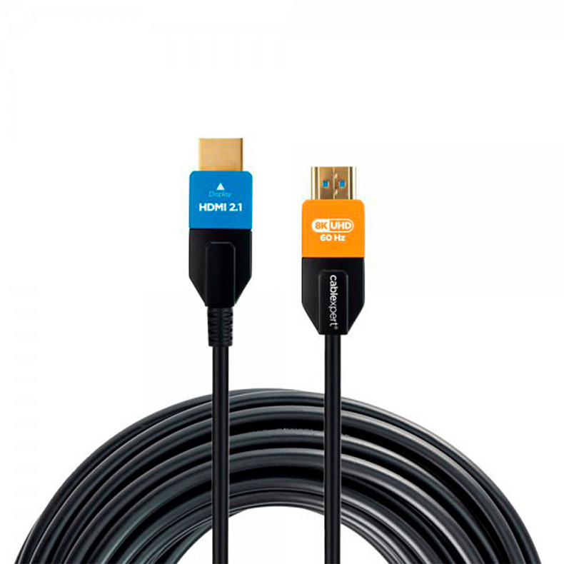 Кабель оптичний (AOC) HDMI V.2.1, 8К 60Гц/4К 120Гц, позол