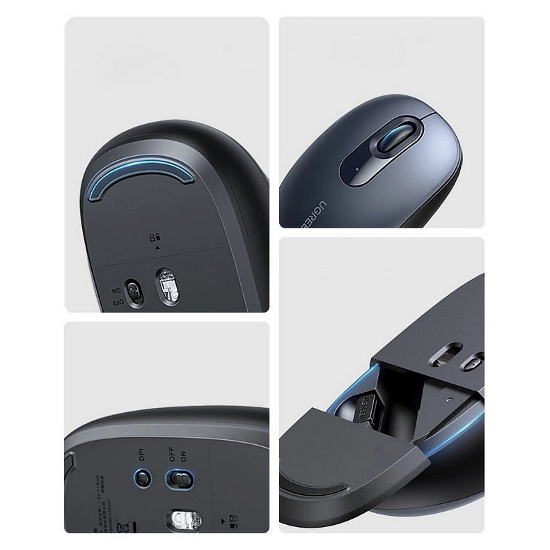 Мышка UGREEN MU105, 2400dpi., 3кн., синяя