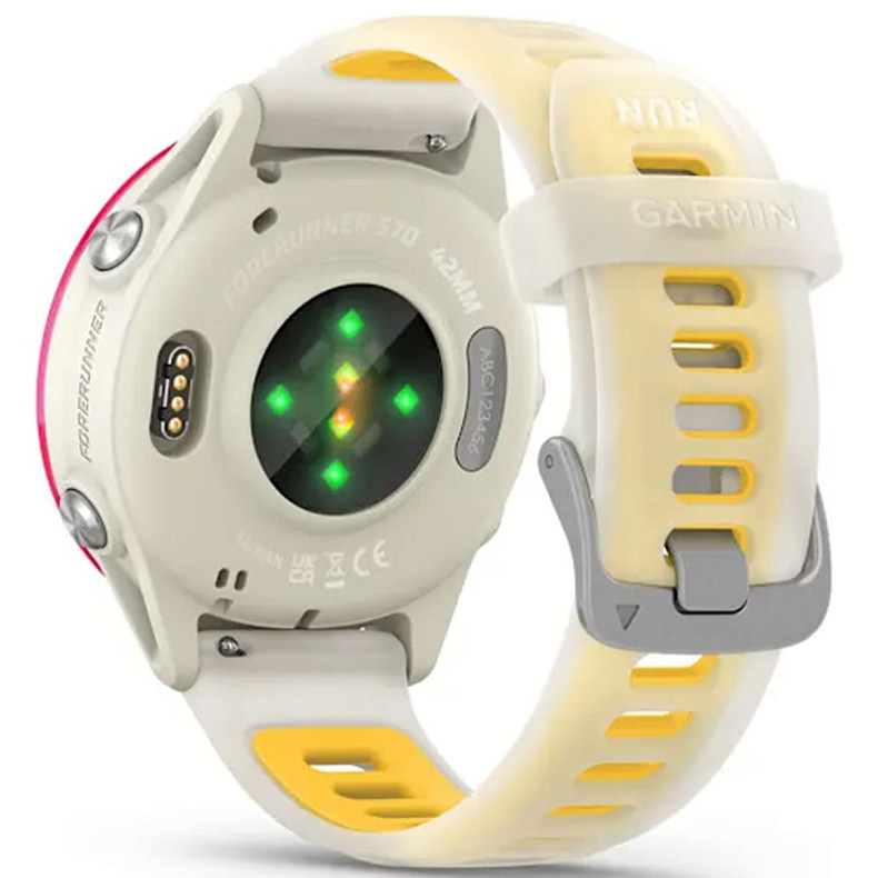 Спортивний годинник Garmin Forerunner 570 42mm Raspberry Aluminum with Translucent Bone/Mango Band (010-02970-02)