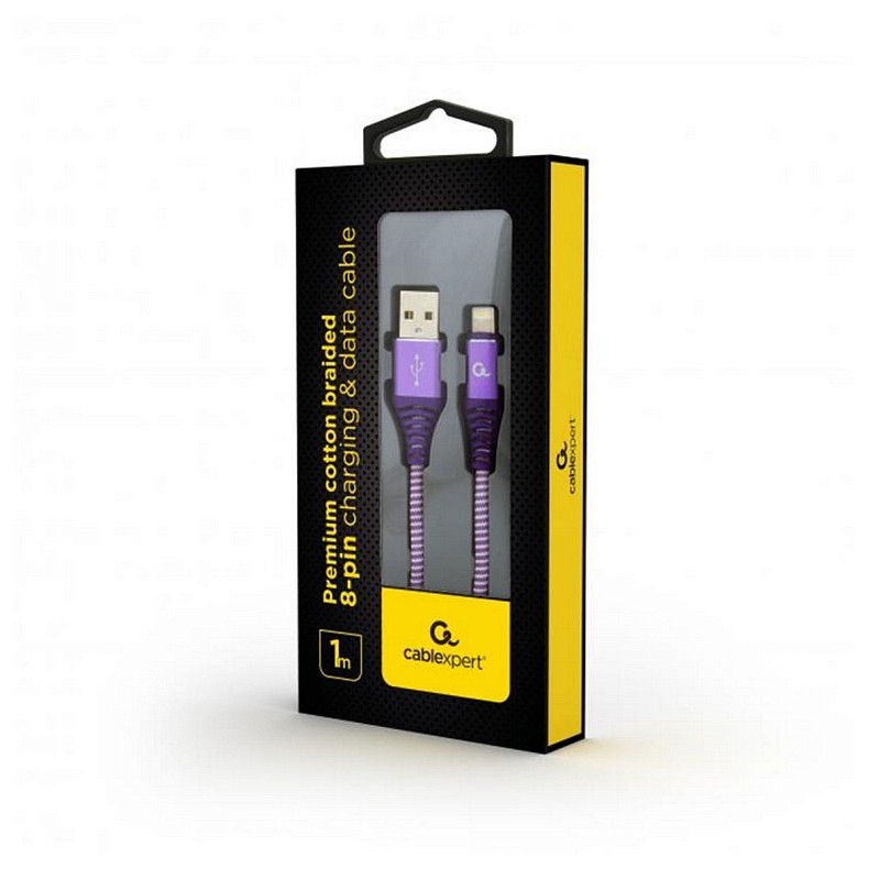 Кабель Cablexpert (CC-USB2B-AMLM-1M-BW2) USB 2.0 A - Lightning, преміум, 1м, фіолетовий