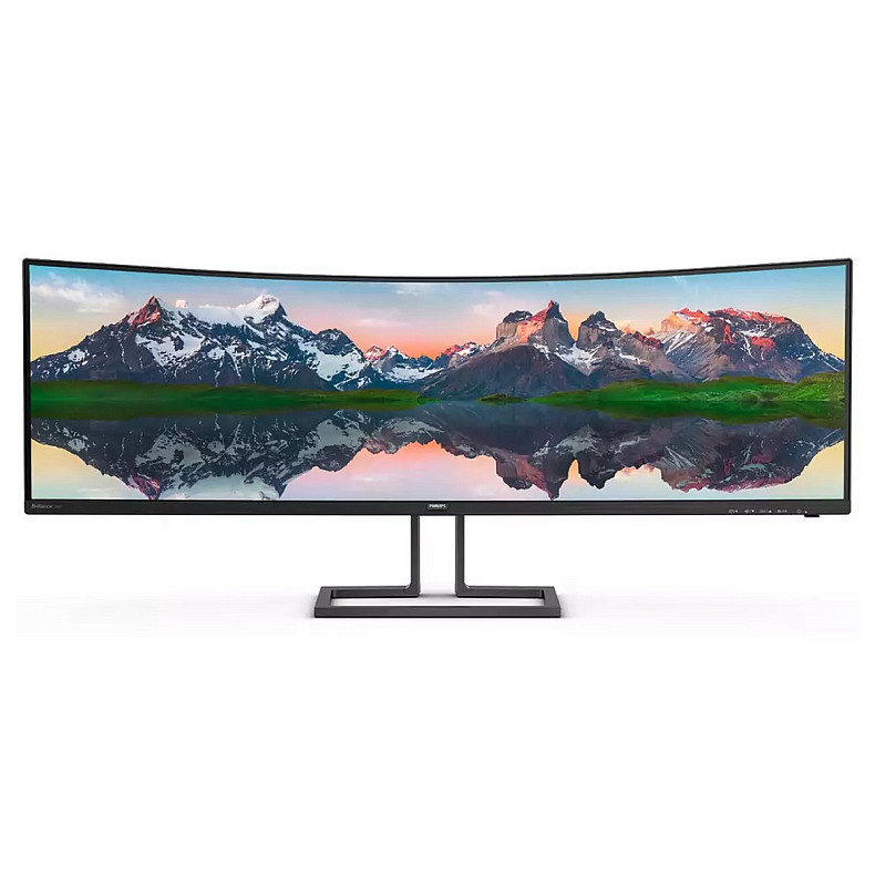 TFT 48.8" Philips 498P9Z, VA, 5120 x 1440, HDMI 2.0 x 3, DP, USB 3.2 x 2, HAS, колонки, черный