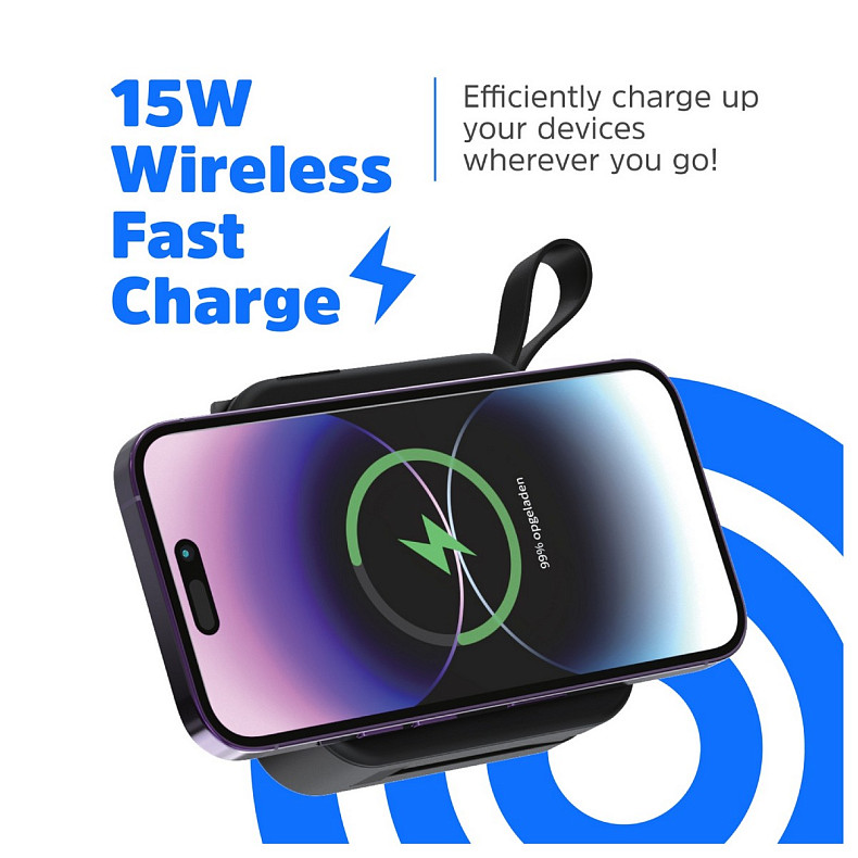 УМБ Energizer Magnetic Wireless 10000mAh 20W PD,AC зарядка,QI-15W, built-in USB-C,USB-А,USB-C In/Out