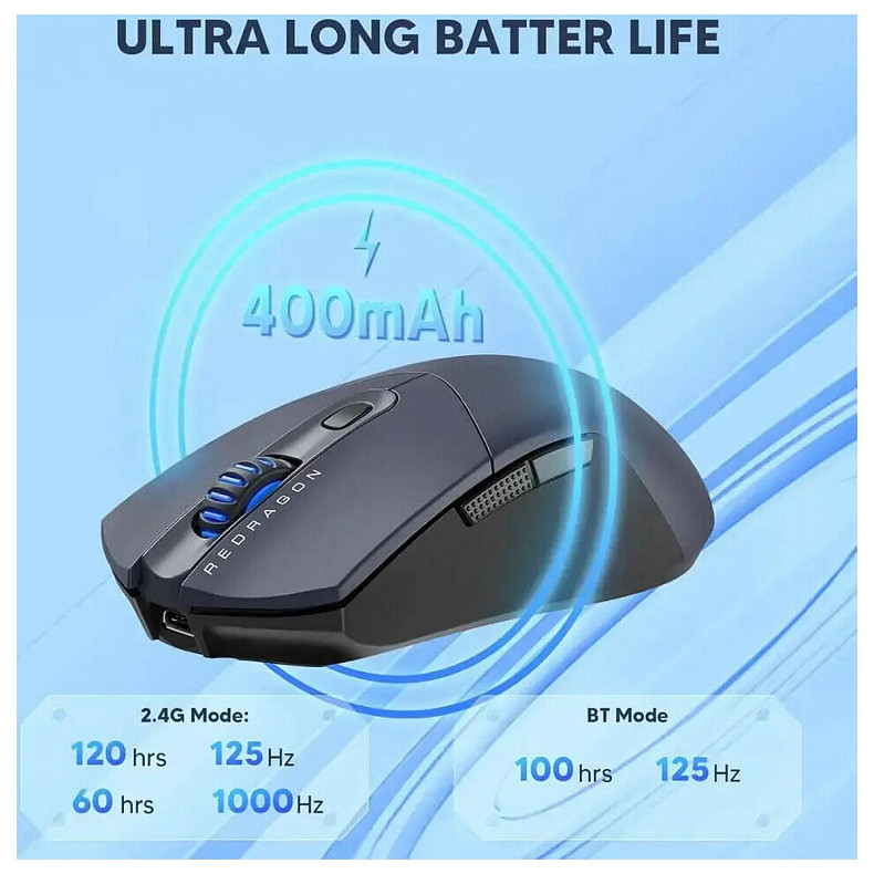 Миша Redragon (72209) ST4R Pro M917GB-PRO, Wireless, USB/2.4GHz/BT, чорна