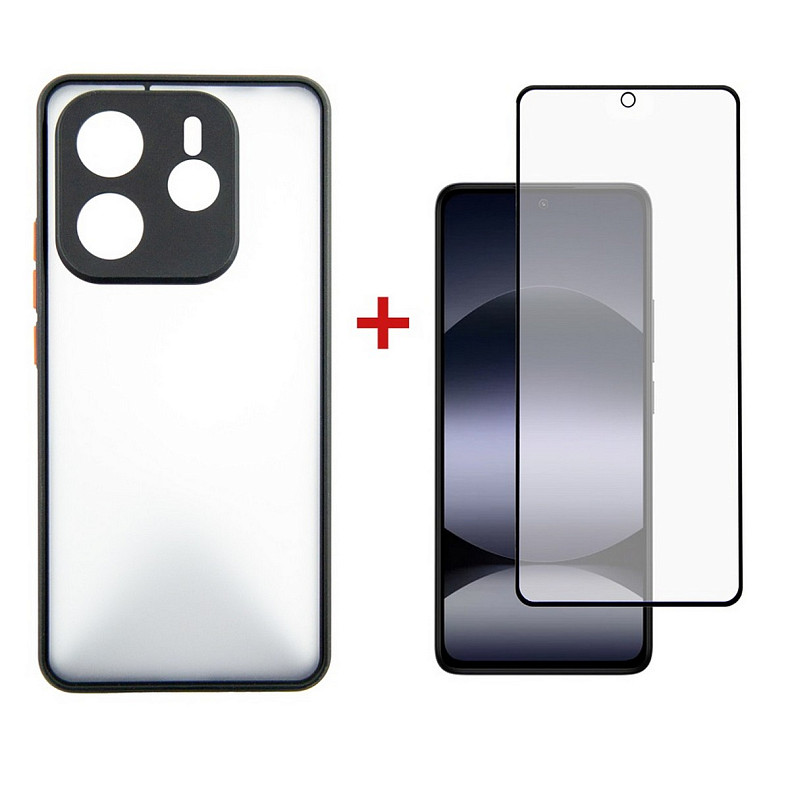 Чeхол-накладка Dengos Matt для Xiaomi Redmi Note 14 5G Black (DG-KM-127) + защитное стекло