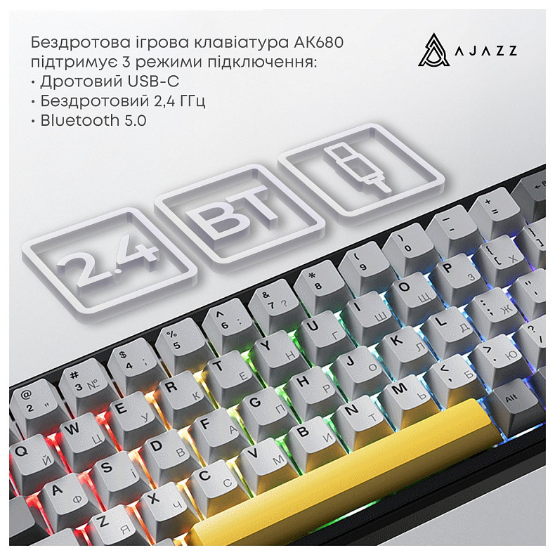 Клавіатура Ajazz AK680 Max (8+8K) Magnetic Switch Black (AK680-M-BGY-A)