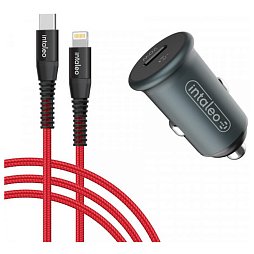 Автомобільний зарядний пристрій Intaleo CCGQPD120L (USB, 3A) Grey (1283126509964) + кабель Lightni