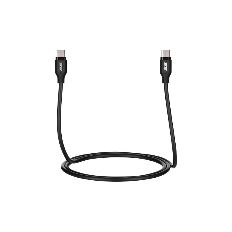 Кабель 2E USB-C > USB-C, 1м, 60Вт, Glow, чорний
