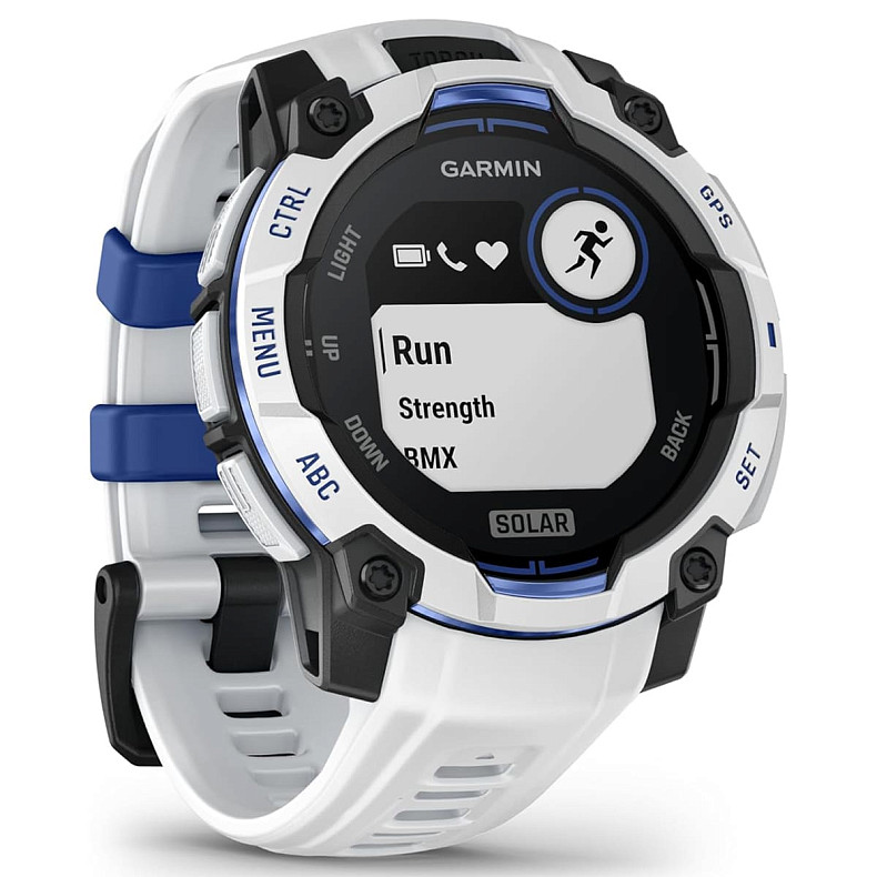 Спортивные часы Garmin Instinct 3 45mm Solar Whitestone with Whitestone/Bolt Blue Silicone (010-02934-43)