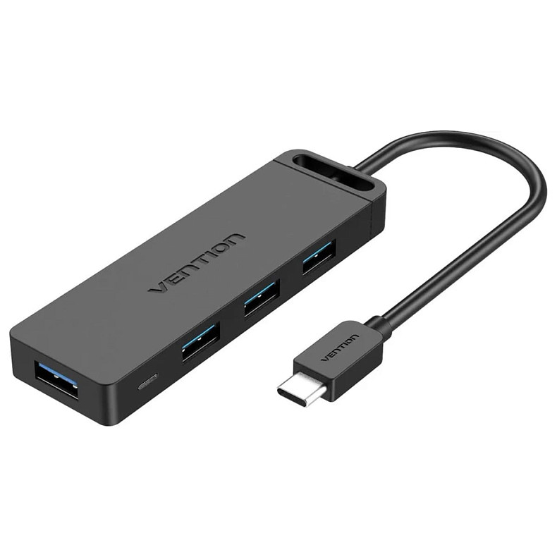 USB-хаб Vention Type-C 4-Port USB 3.0 Hub with Power Supply Black 0.5m ABS