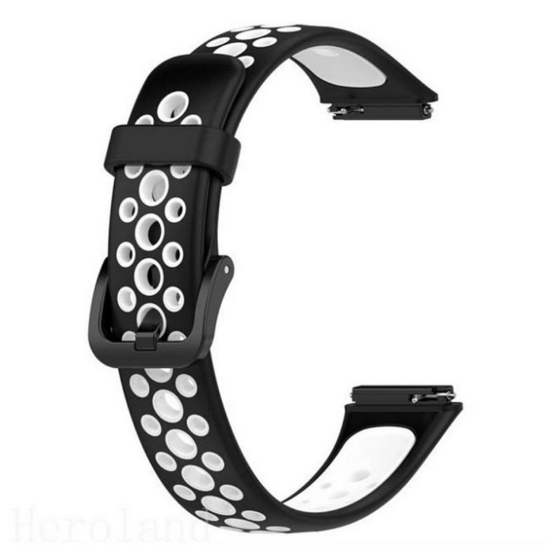 Ремешок BeCover Vents Style для Huawei Band 7/Honor Band 7 Black-White (709439)