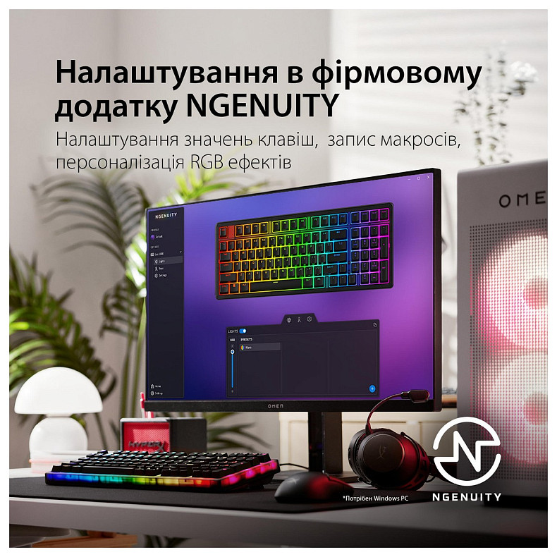 Клавіатура HyperX Alloy Origins 2 1800 103key, Red, USB-A, Hot-Swap, EN/UA, RGB, чорний