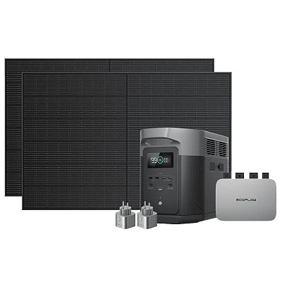 Комплект EcoFlow PowerStream - мікроінвертор 800W + зарядна станція Delta Max 2000 та сонячні панелі 2х400